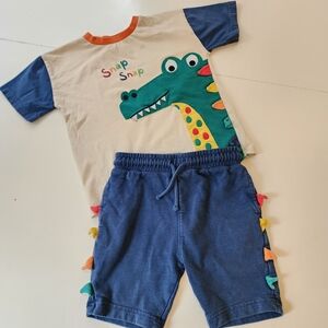NEXT Kids Alligator T-Shirt and Shorts Set Size 4/5